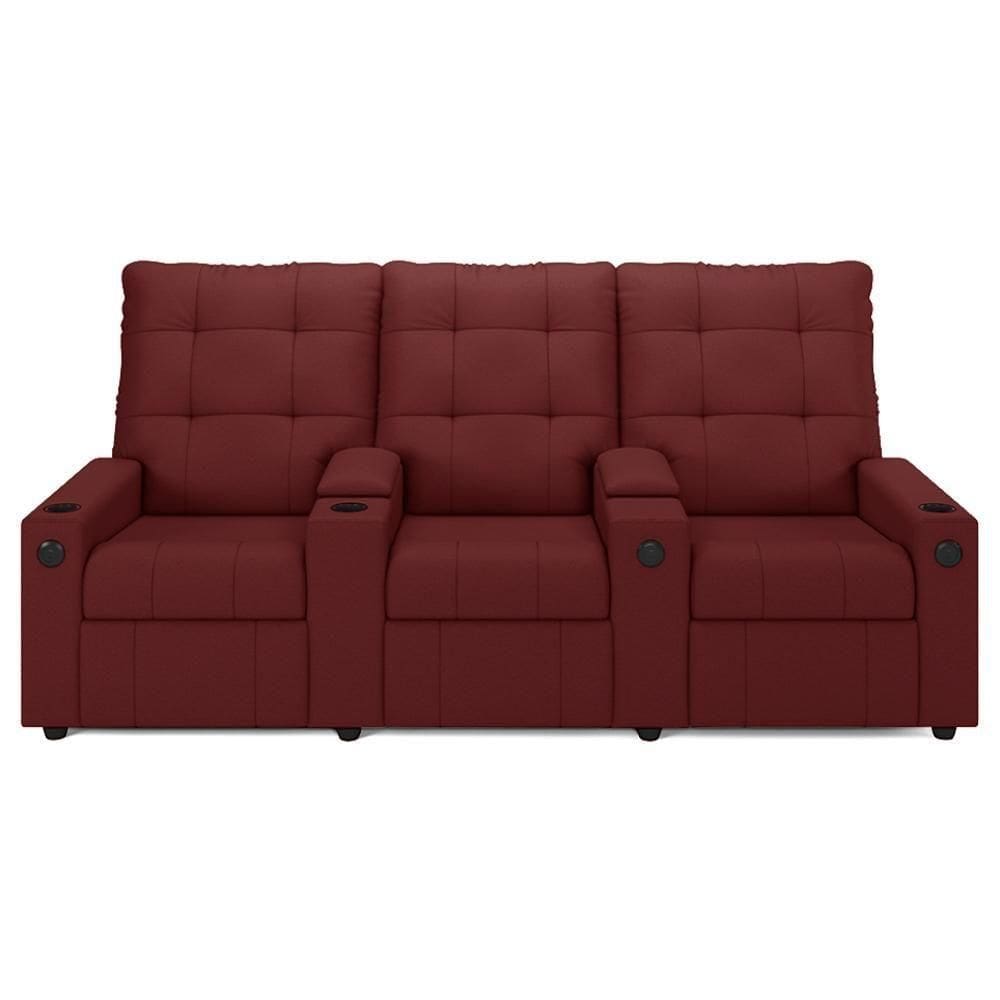 Poltrona De Cinema Reclinável 3 Lugares Baú Usb Mallie Fh9 Pu Vermelho - Mpozenato