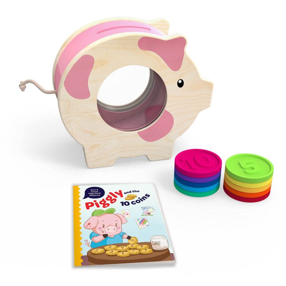 Piggy Bank Battat Education Wooden Economize e conte 18 meses ou mais