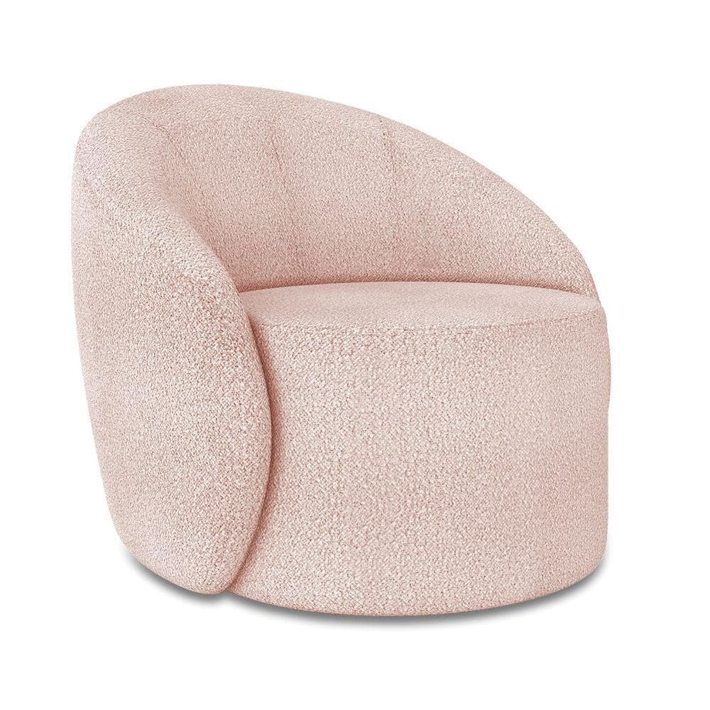 Poltrona Decorativa Orgânica Giratória Lua Bouclê Rosê D03 - D`rossi