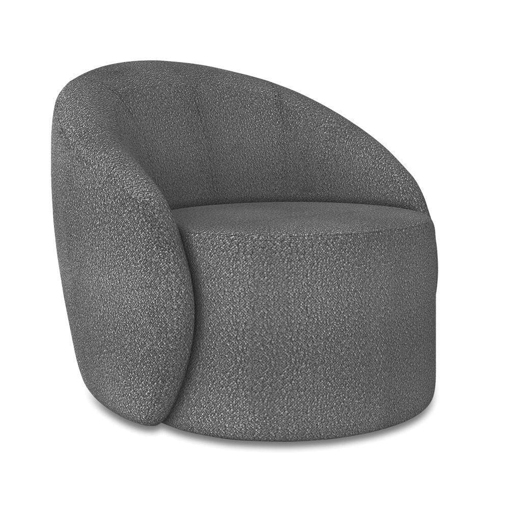 Poltrona Decorativa Orgânica Giratória Lua Bouclê Grafite D03 - D`rossi