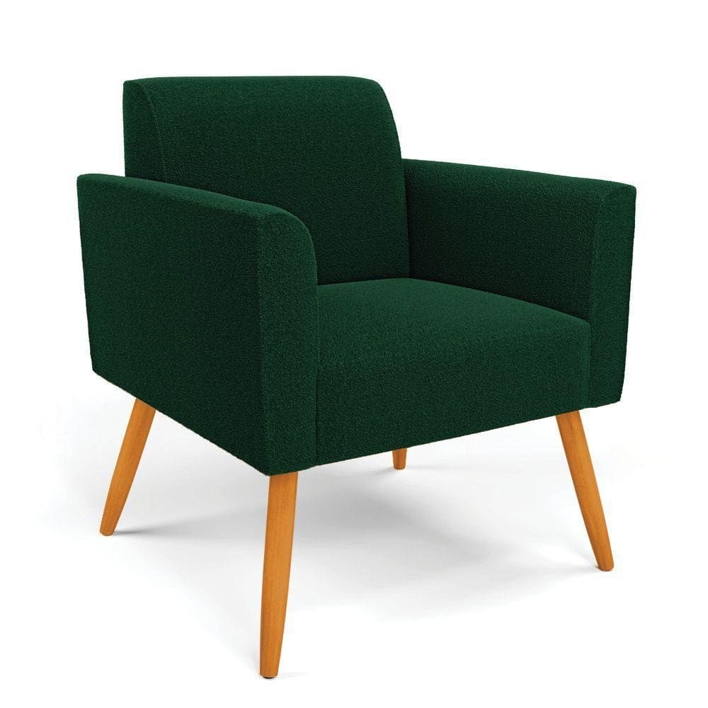 Poltrona Sala Estar Pé Palito Castanho Marisa Bouclê Verde D03 - D`rossi