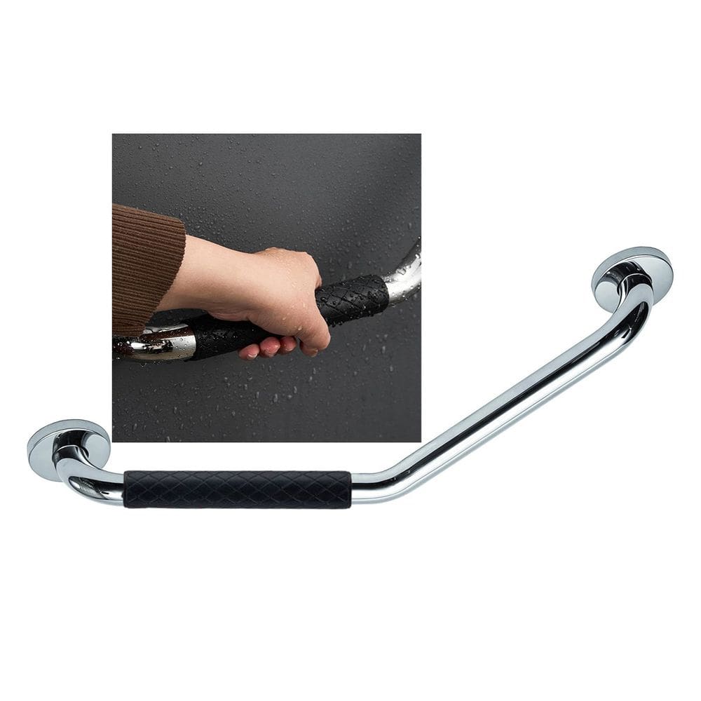 Barra Alça Apoio Angular 25X25cm Inox Antiderrapante Pcd Idoso Gestante Criança