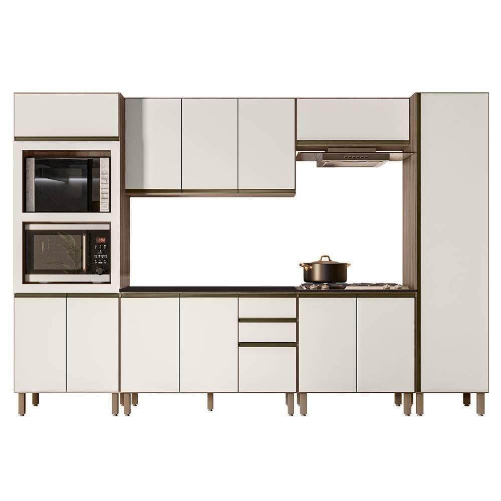 Armário De Cozinha 6 Peças Com Tampo Jessy N03 Carvalho/off - Mpozenato