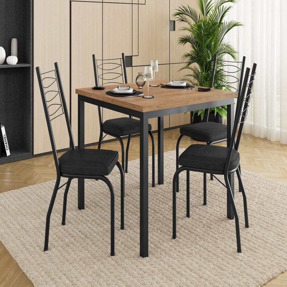 Conjunto de Mesa com 4 Cadeiras Adriana Preto