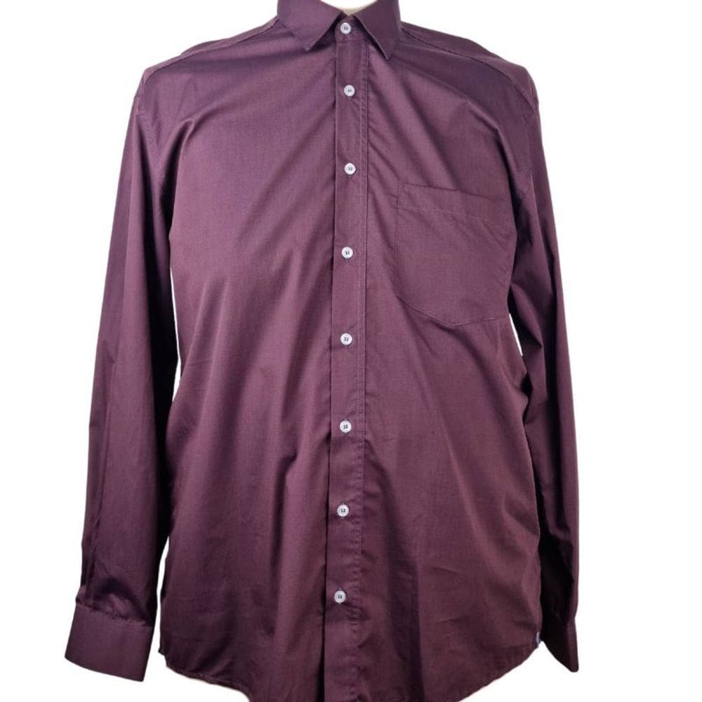 Camisa Social Manga Longa Vinho Zuza Plus Size