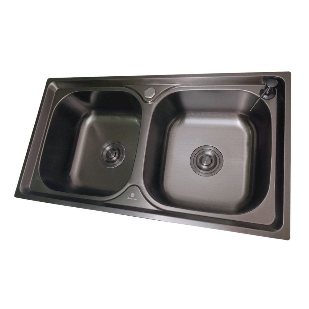 Cuba Dupla Gourmet Cozinha Aço Inox 304 Preta 78x43cm Preta