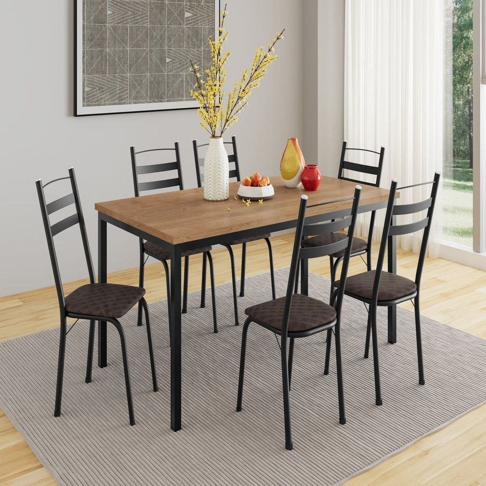 Conjunto de Mesa com 6 Cadeiras Adriana Preto/Cacau/ Demolição