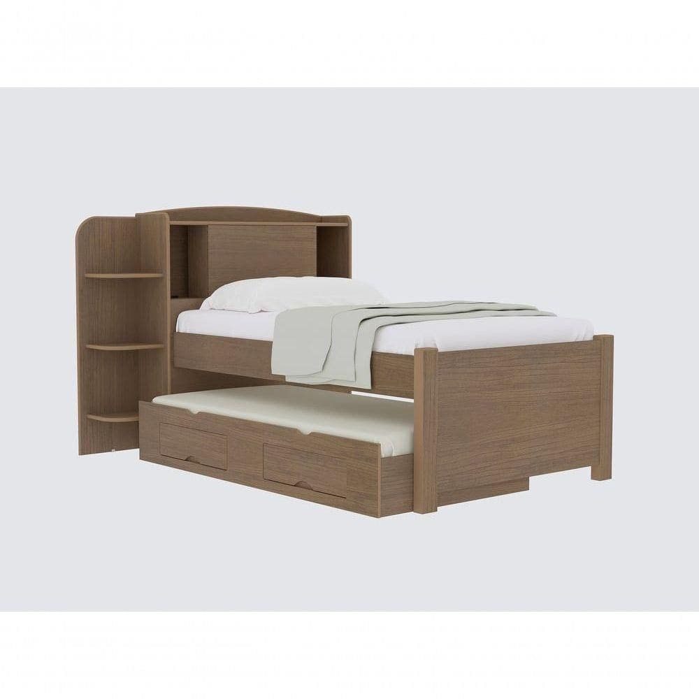 Cama Para Solteiro Milênio Com 2 Gavetas Plus - D` Doro Castanho
