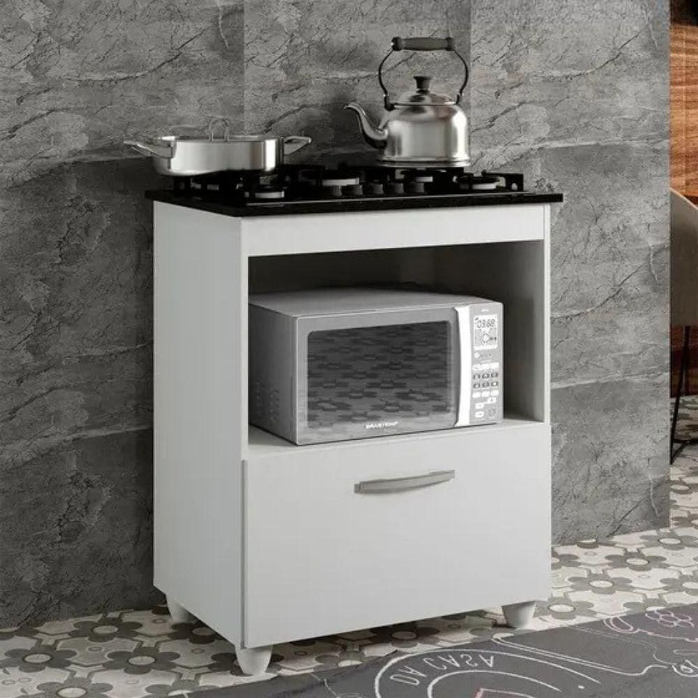 Balcão Para Cooktop 5 Bocas Salvia Kaiki Móveis Branco