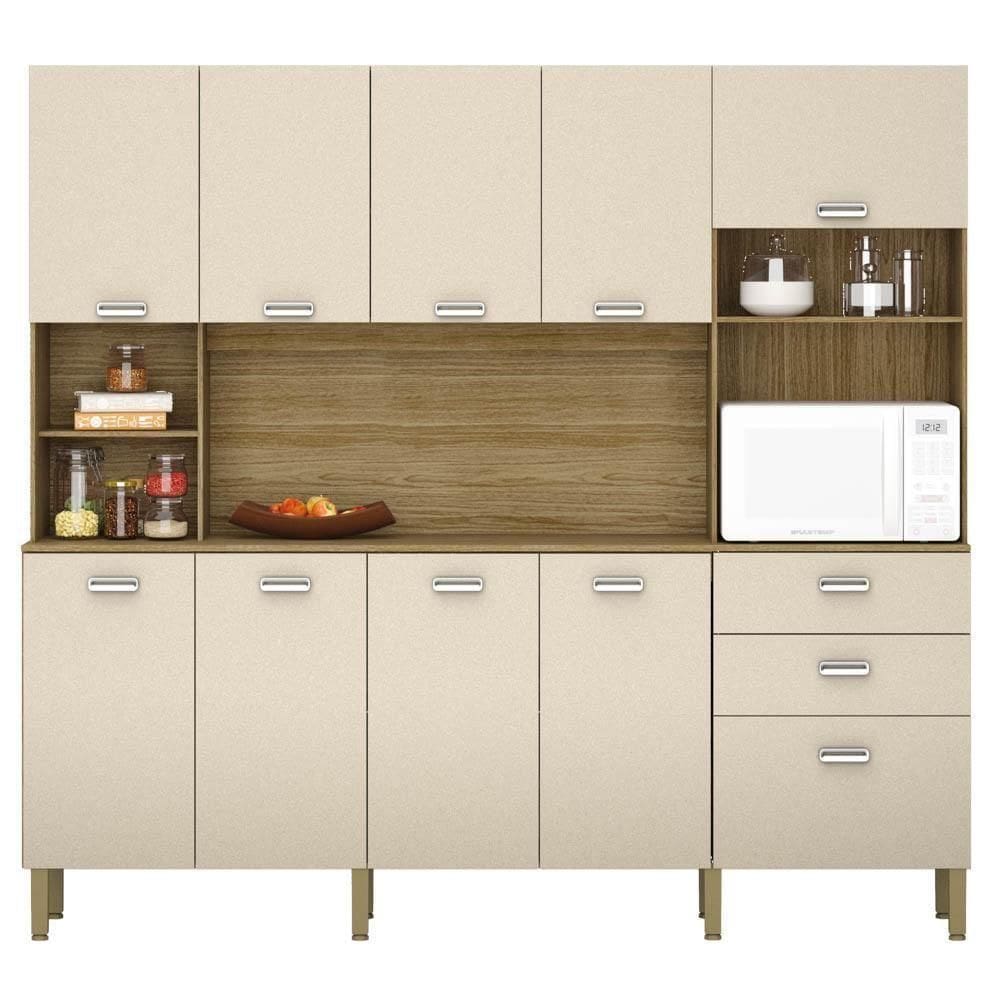 Armário De Cozinha Compacta 222cm Intesa K02 Freijó/vanilla - Mpozenato