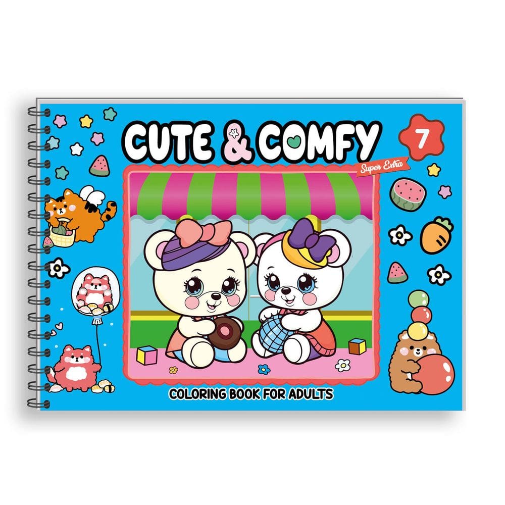 Cute & Comfy Super Extra Edição 07 - Livro de Colorir Adulto - Capa Dura Holográfica - Azul