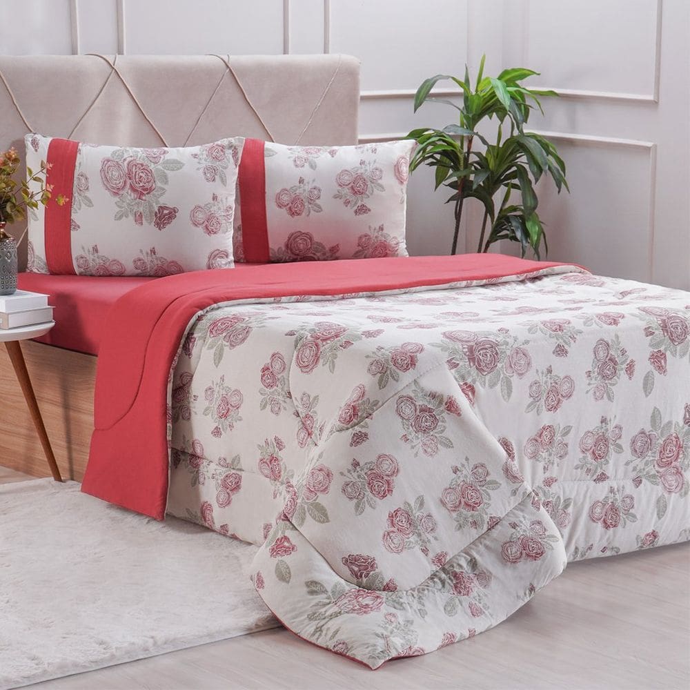 Edredom Solteiro Bella Cama Malha 125g/m² 100% Algodão 160x220cm