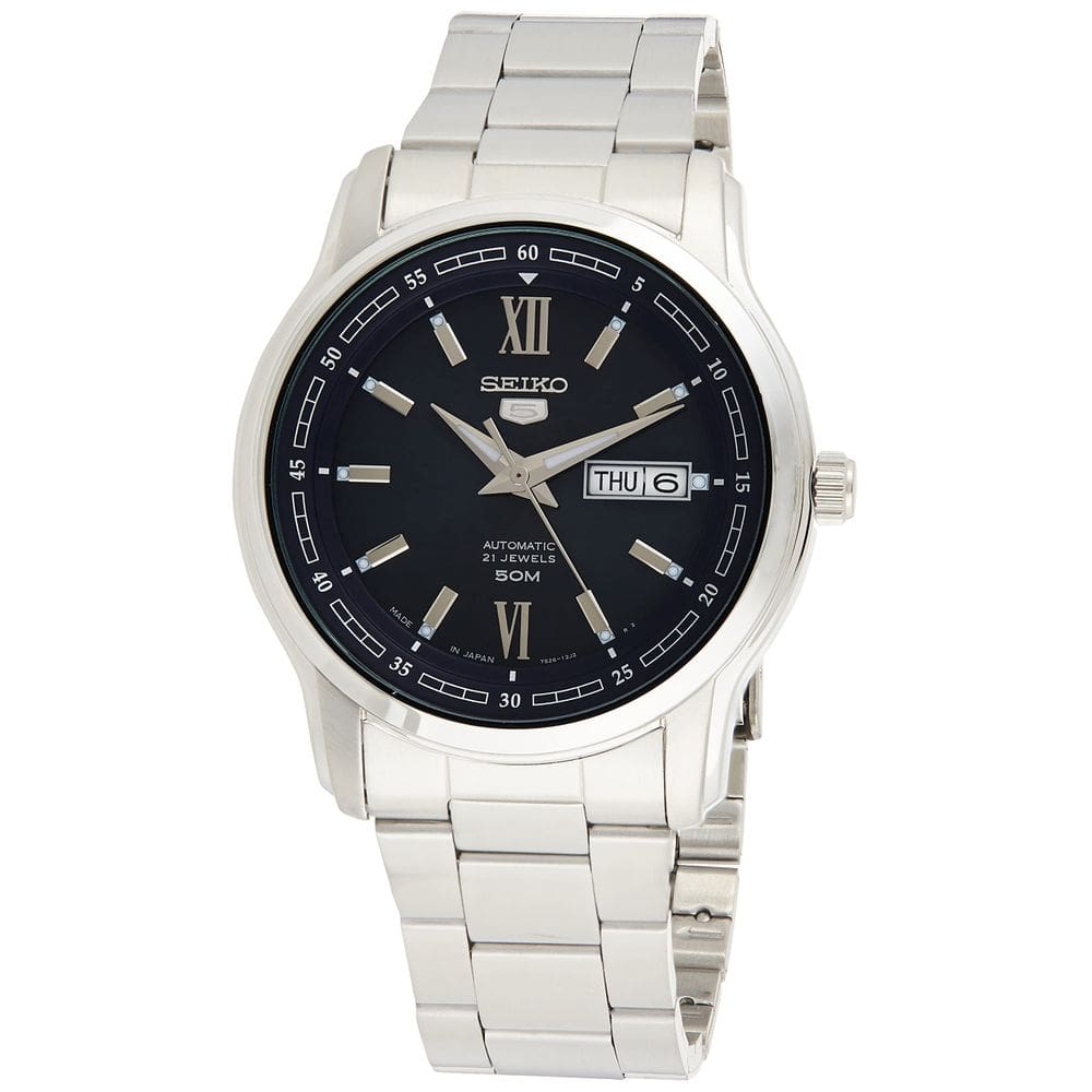 Relógio SEIKO 5 automático SNKP17J1 para homens em aço inoxidável