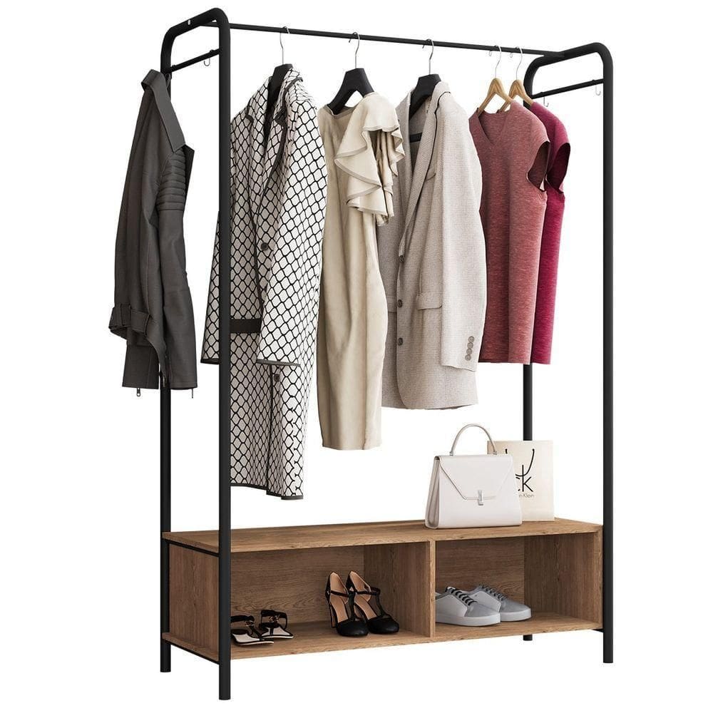 Guarda-roupa Aço Carbono Caixaria 2 Compartimentos Mdf Milena Preto / Demolição