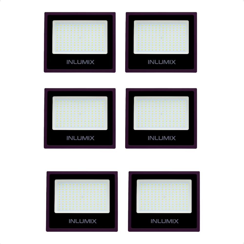 Kit 6 Refletor Holofote de Led 100W Branco Frio 6500K Preto 110/220v