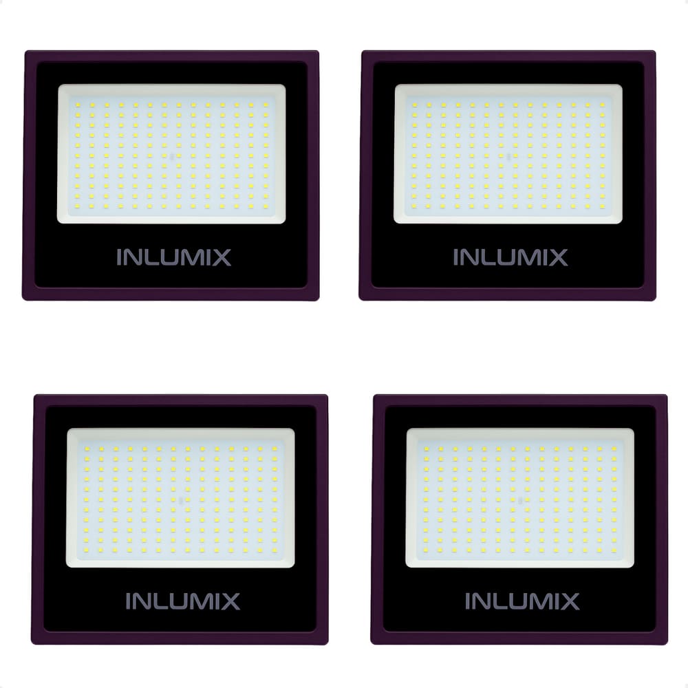 Kit 4 Refletor Holofote de Led 100W Branco Frio 6500K Preto 110/220v