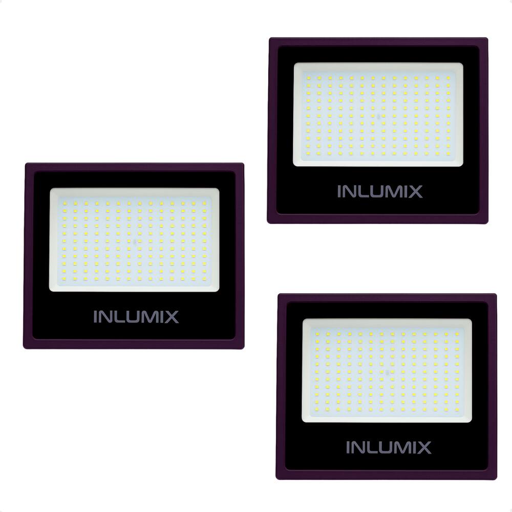 Kit 3 Refletor Holofote de Led 50W Branco Frio 6500K Preto 110/220v