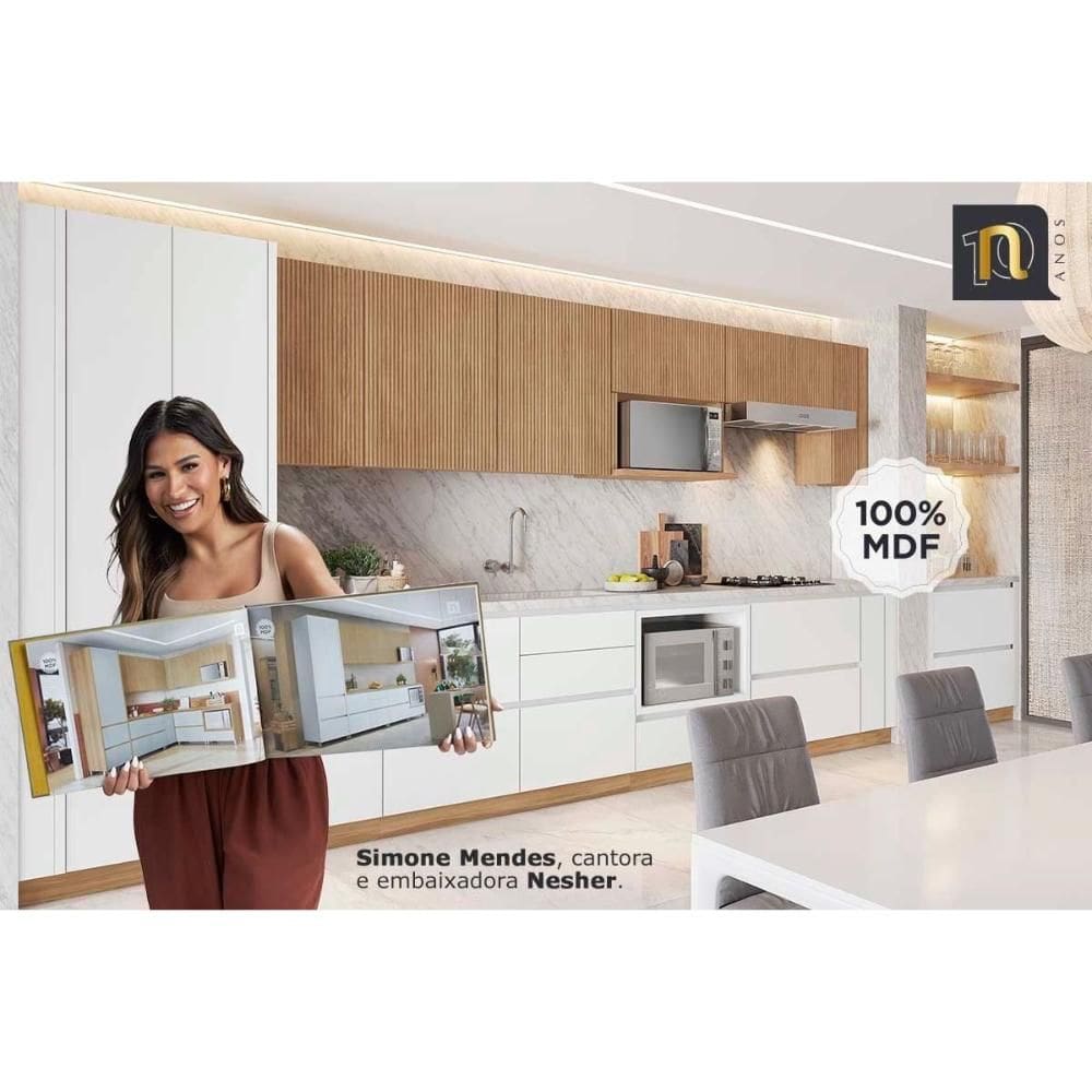 Cozinha Modulada Nesher Rainha 5 Peças (3Aéreos+2Balcões) | Extra