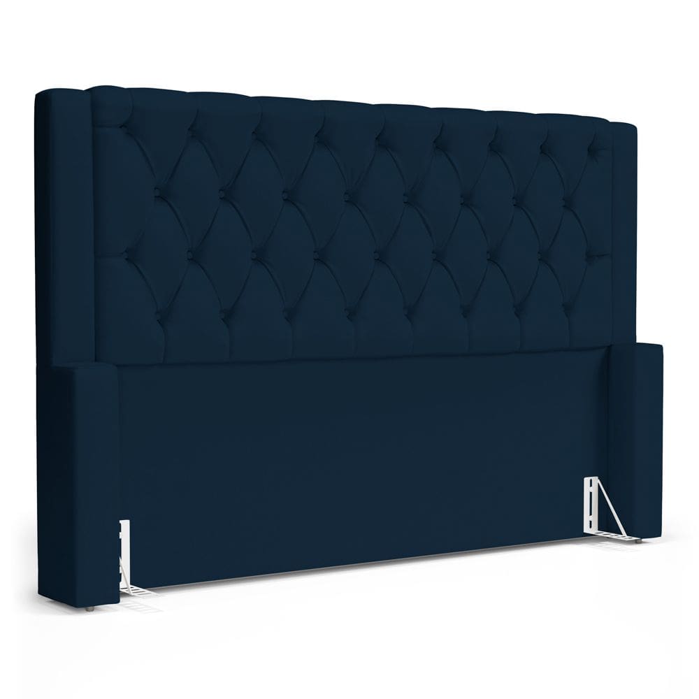 Cabeceira Atena Para Cama Box King Size 195cm Capitonê com Frame Veludo Azul Marinho - Abmaza