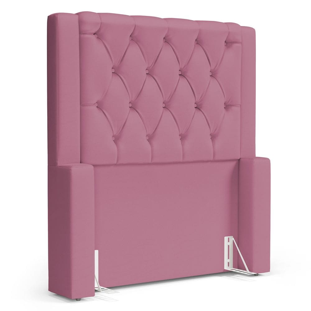 Cabeceira Atena Para Cama Box Solteiro 90cm Capitonê com Frame Suede Rosa - Abmaza