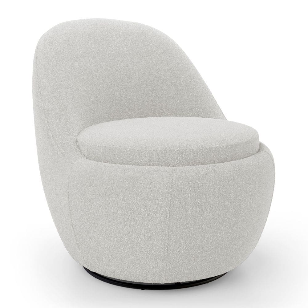 Poltrona Orgânica Living Memphis Base Giratória Bouclê Off White - Abmaza