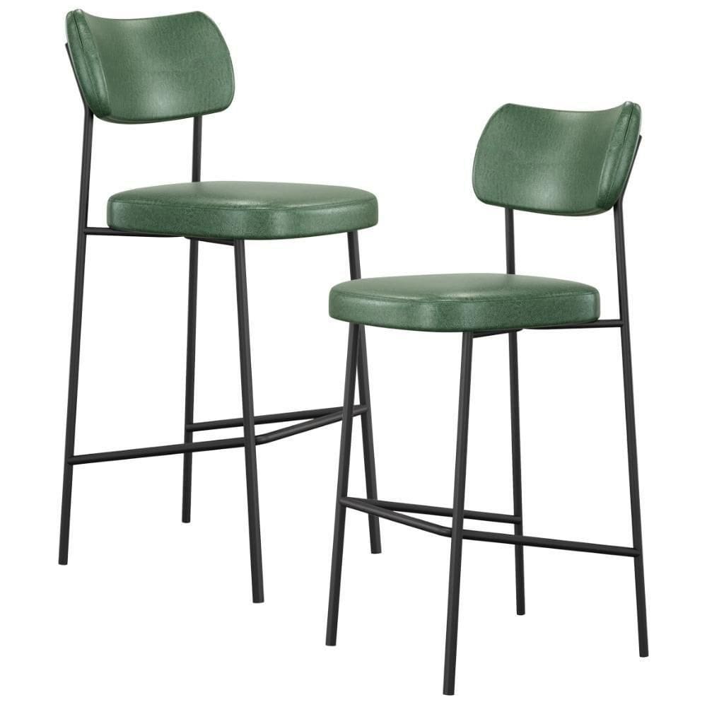 Kit 02 Banquetas Alta Bar Cozinha Sala De Jantar Preto Melina L02 Couríssimo Verde - Lyam Decor