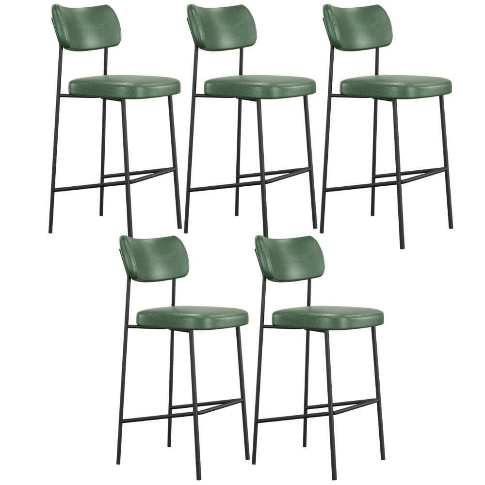 Kit 05 Banquetas Alta Bar Cozinha Sala De Jantar Preto Melina L02 Couríssimo Verde - Lyam Decor