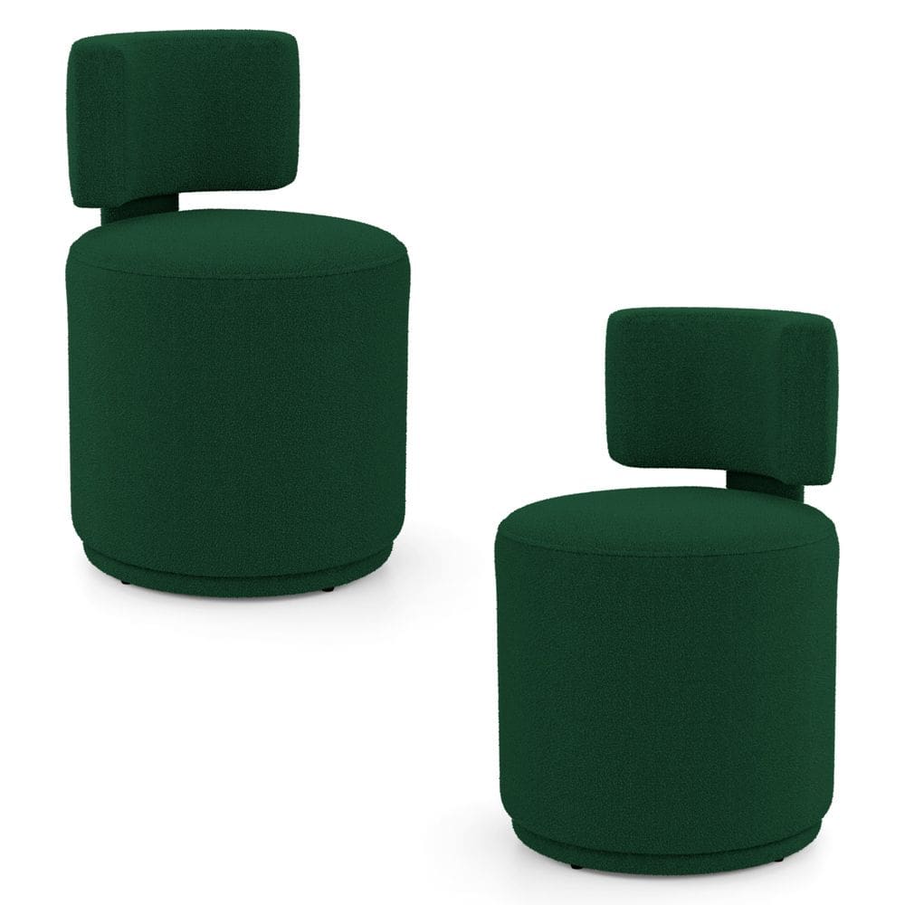 Kit 02 Puffs Decorativos Orgânicos Living Melis Minimalista Bouclê Verde - Abmaza