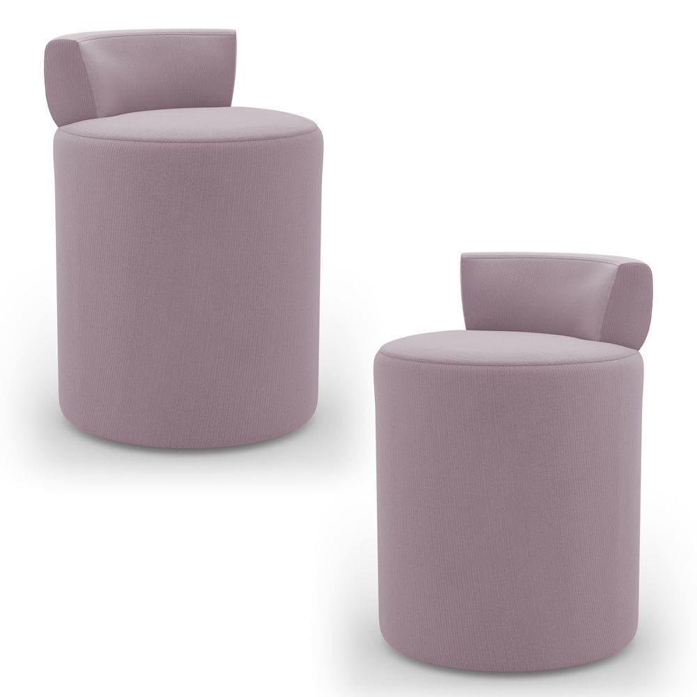 Kit 02 Puffs Decorativos Orgânicos Living Aegon Minimalista Veludo Rosê - Abmaza