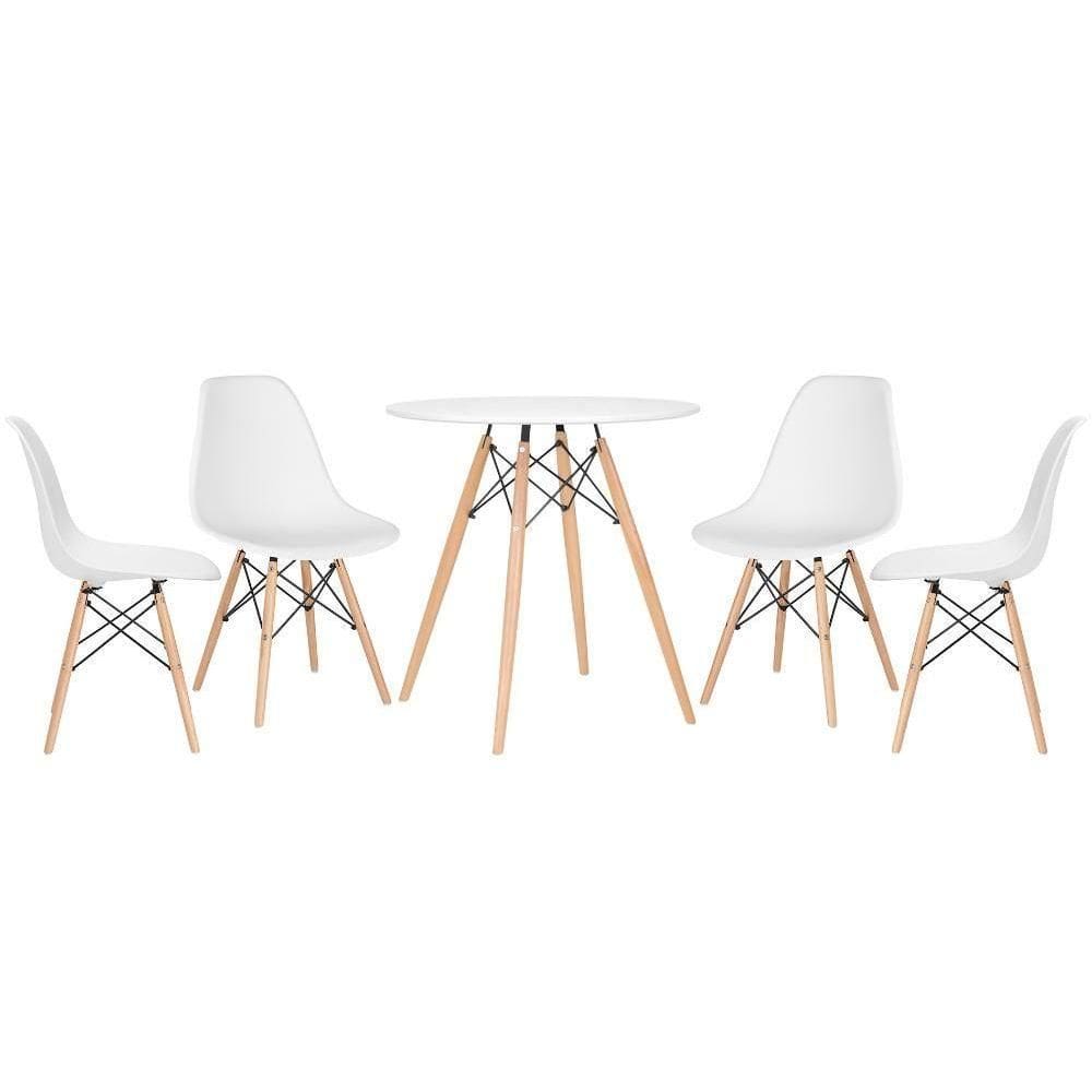 Kit - Mesa Eames 70 Cm Branco + 4 Cadeiras Eames Dsw Branco Mesa Branco Com Cadeiras Branco