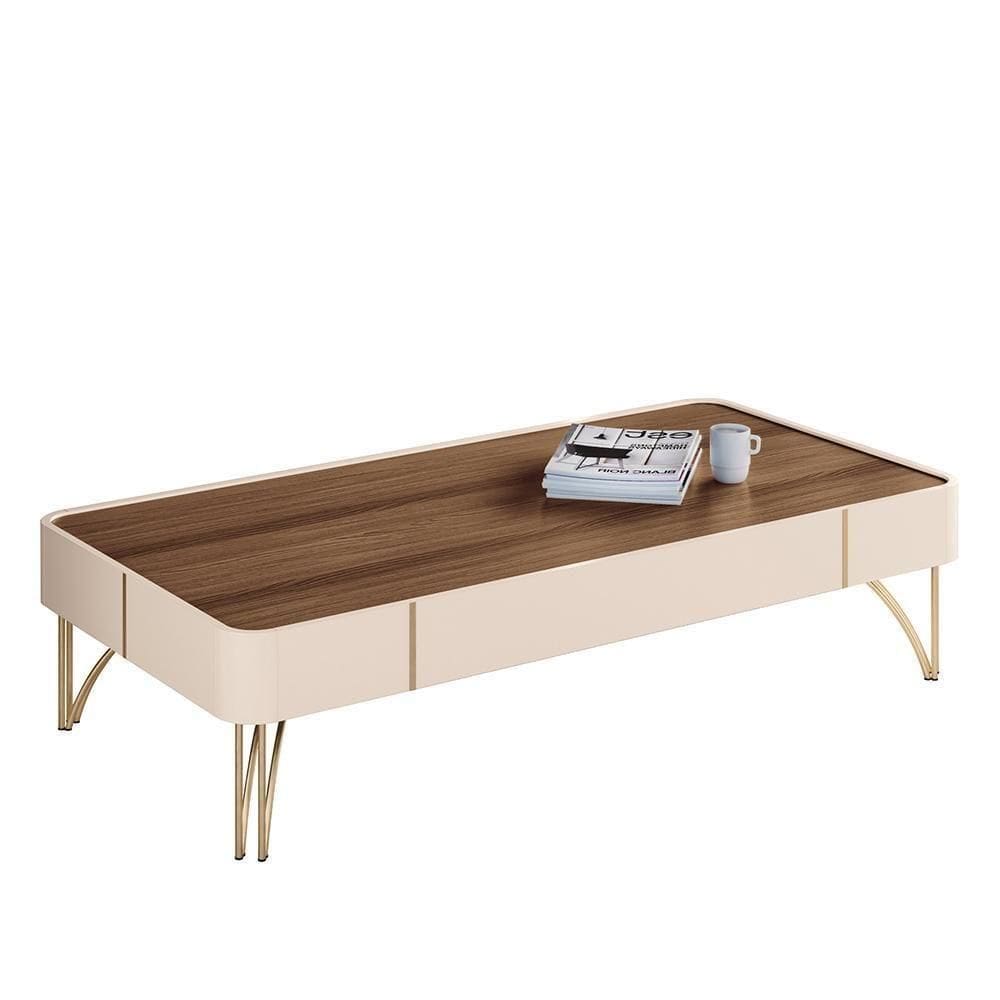 Mesa De Centro Cadenza Off White-castanho - Hb Móveis Off White-castanho