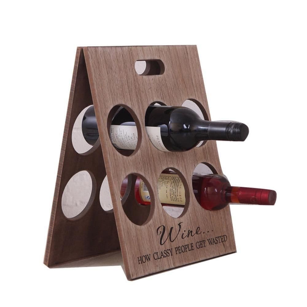 Suporte Mini Adega Dobrável De Vinhos Com Madeira Maciça