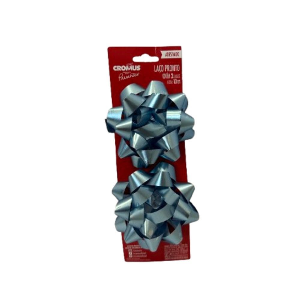 Laço Pronto Adesivado Estrela Azul Claro 10cm c/2 - Cromus