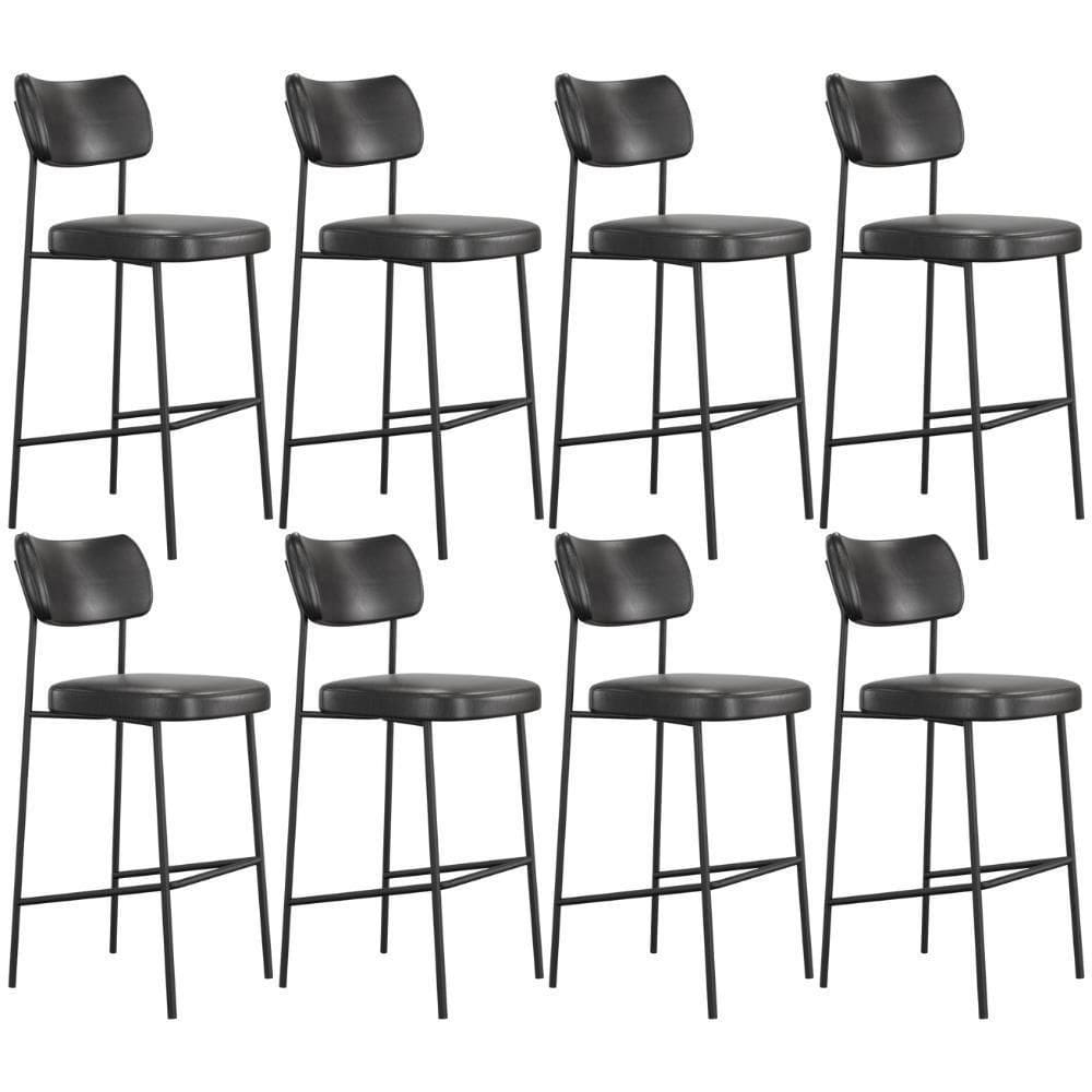 Kit 08 Banquetas Alta Bar Cozinha Sala De Jantar Preto Melina L02 Couríssimo Preto - Lyam Decor