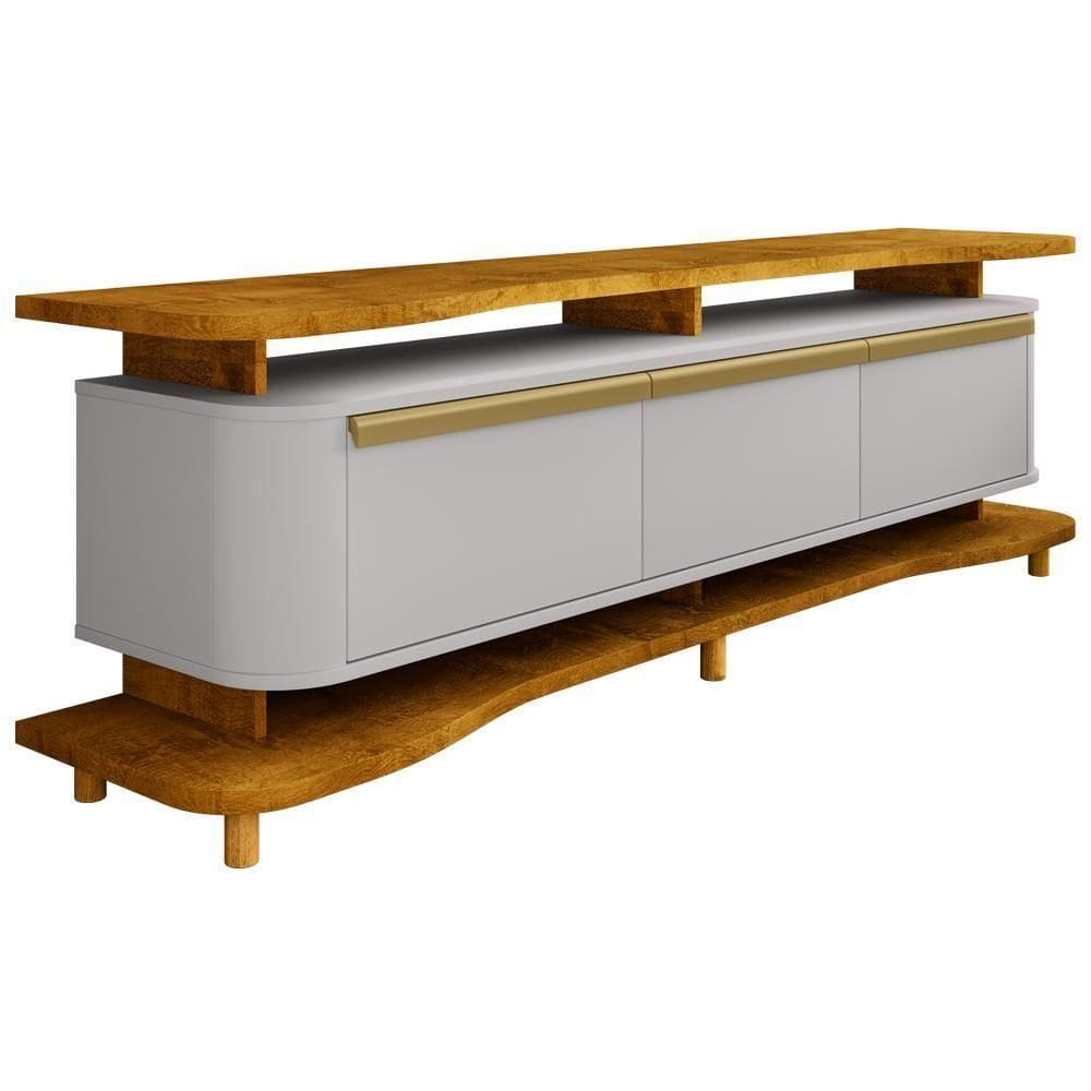 Rack Para Sala De Estar 75 Pol Orgânico Maui B02 Naturalle Off White - Lyam Decor
