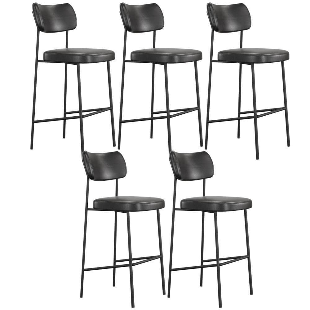 Kit 05 Banquetas Alta Bar Cozinha Sala De Jantar Preto Melina L02 Couríssimo Preto - Lyam Decor