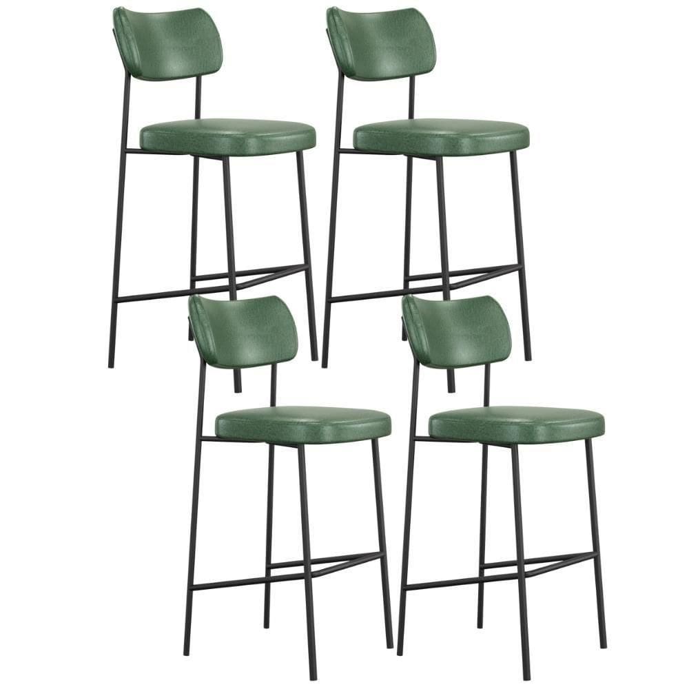 Kit 04 Banquetas Alta Bar Cozinha Sala De Jantar Preto Melina L02 Couríssimo Verde - Lyam Decor