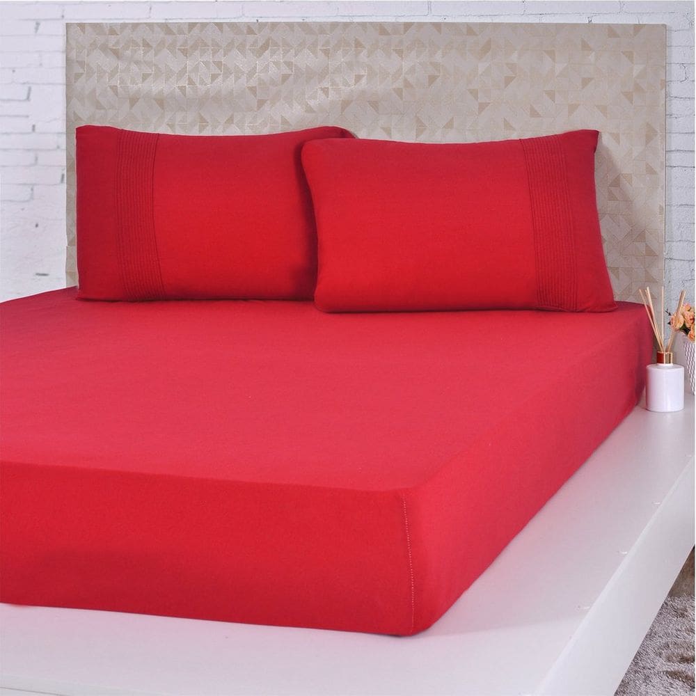 Jogo de Cama Casal Malha 3 Pçs Bella Cama 100% Algodão 138x188x30cm