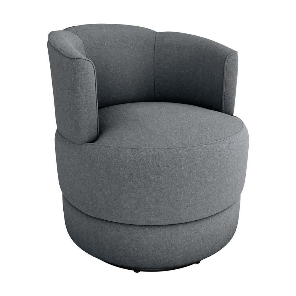 Poltrona Decorativa Giratória Base De Ferro Marselha Matrix Boucle Cinza