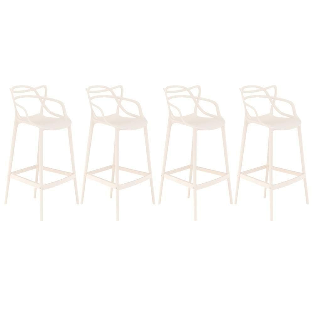 Kit 4 Banquetas Altas Masters Allegra 76 Cm Creme Creme