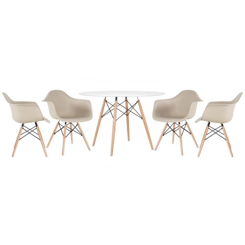 Kit - Mesa Eames 120 Cm Branco + 4 Cadeiras Eames Daw Nude Mesa Branco Com Cadeiras Nude