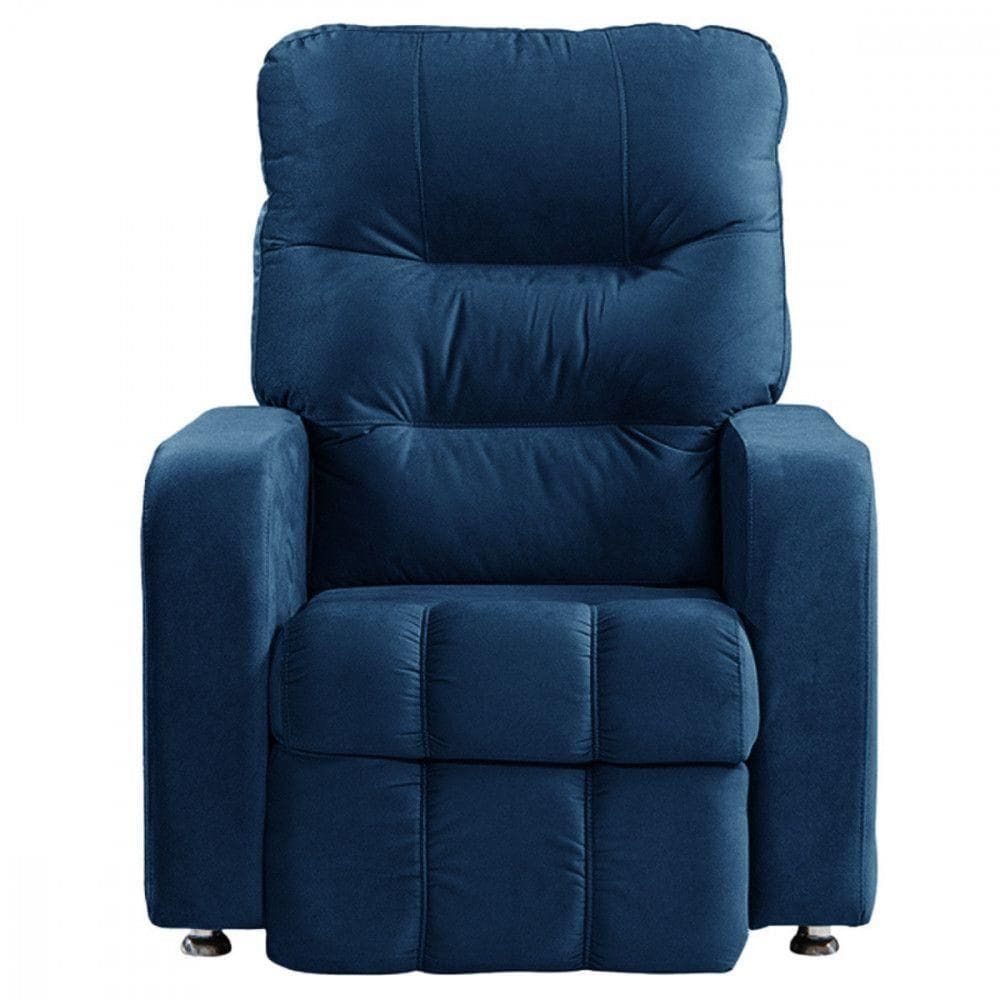 Poltrona Do Papai Reclinavel Para Sala Maldivas Veludo Azul