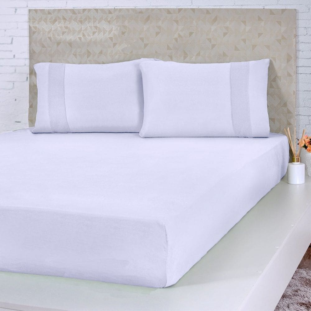 Jogo de Cama King Malha 3 Pçs Bella Cama 100% Algodão 193x203x40cm