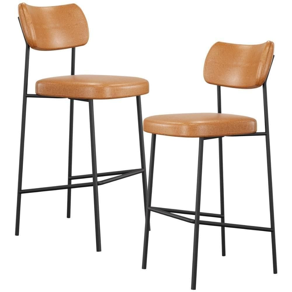 Kit 02 Banquetas Alta Bar Cozinha Sala De Jantar Preto Melina L02 Couríssimo Whisky - Lyam Decor