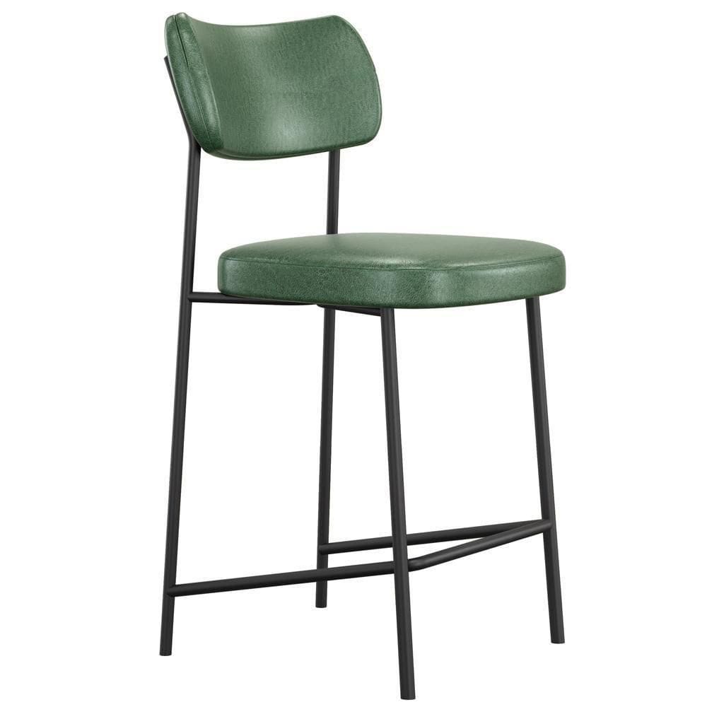 Banqueta Baixa Bar Cozinha Sala De Jantar Preto Melina L02 Couríssimo Verde - Lyam Decor