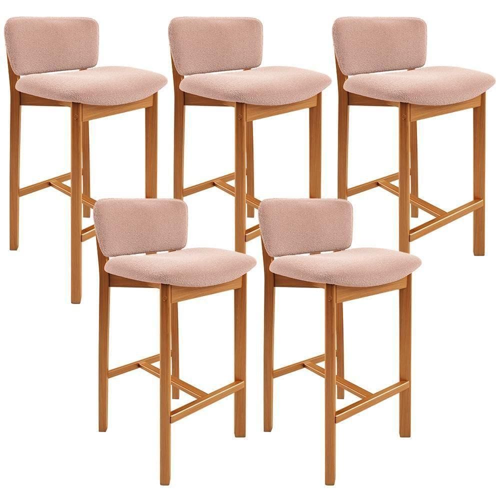 Kit 05 Banquetas Alta Para Cozinha Sala De Jantar Bar Dara L02 Bouclê Rosê - Lyam Decor