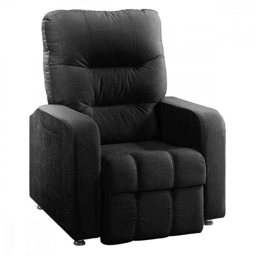 Poltrona Do Papai Reclinavel Maldiva Tecido Veludo Preto