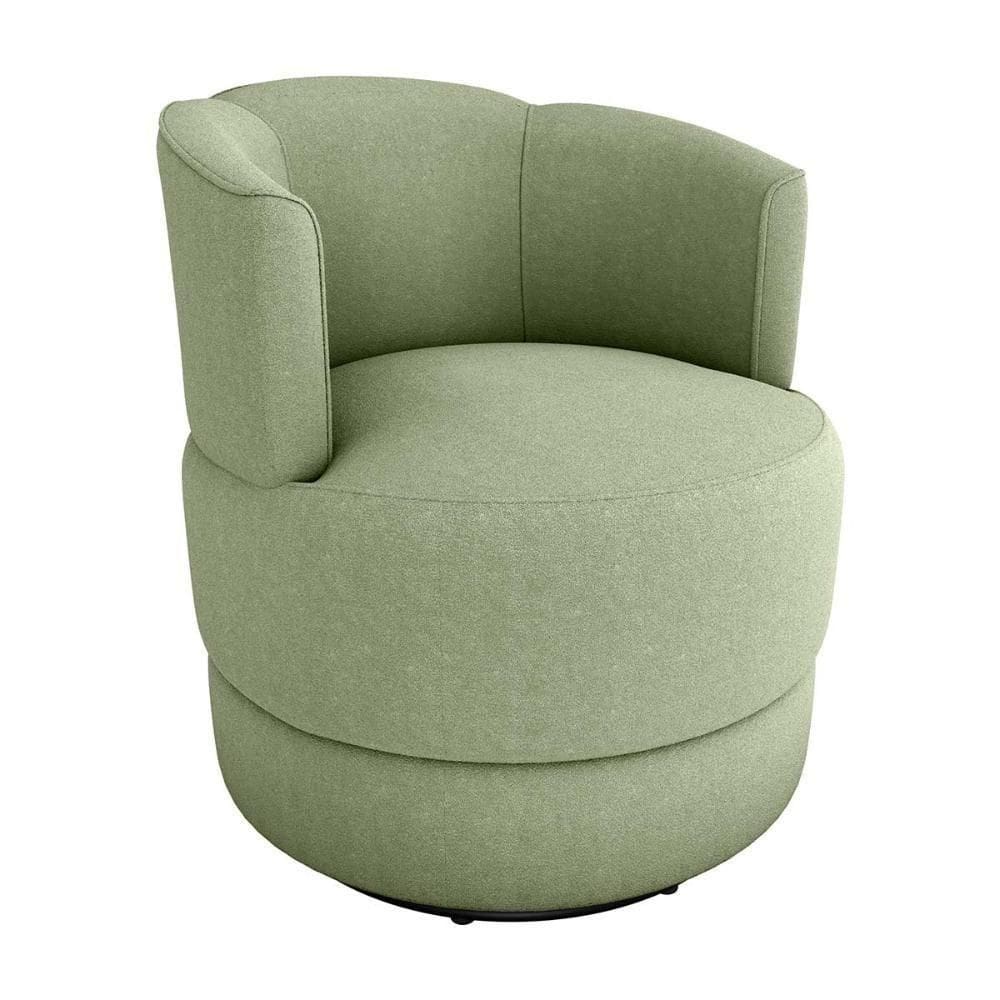 Poltrona Decorativa Giratória Base De Ferro Marselha Matrix Boucle Oliva