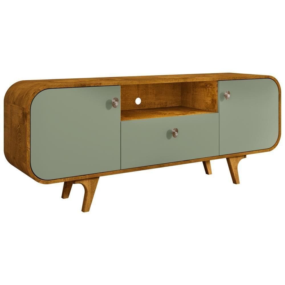 Rack Para Sala De Estar 55 Pol Orgânico Picasso B02 Naturalle Pistache - Lyam Decor