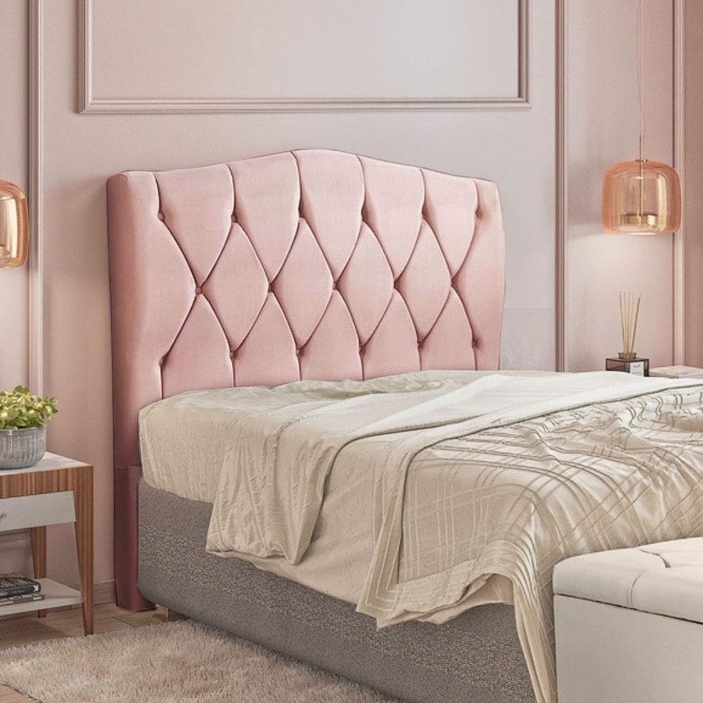 Cabeceira Multifuração Casal - Queen Elegance Veludo - Shop Rose